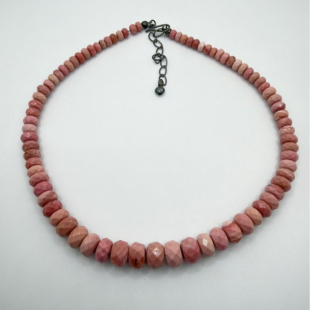 ~19.5" DTR Jay King Graduated, Faceted Rondelle Rhodochrosite Necklace in 925!